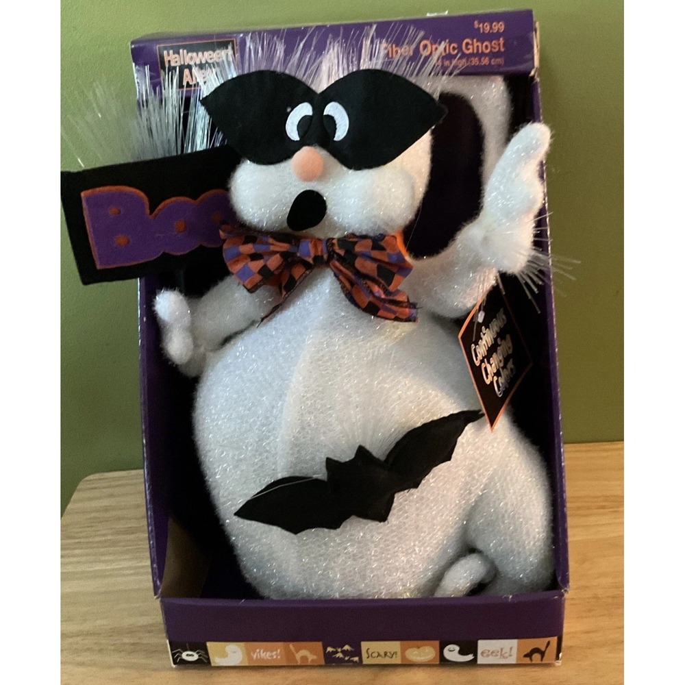 Halloween Alley Fiber Optic 14" Ghost, Continuous Coloring Changing Lights,